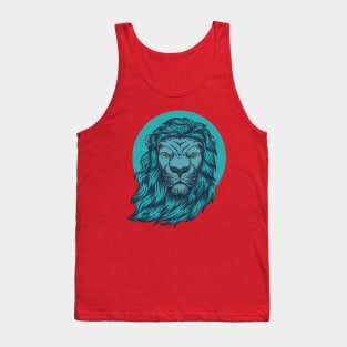 lion blue head illustration Tank Top